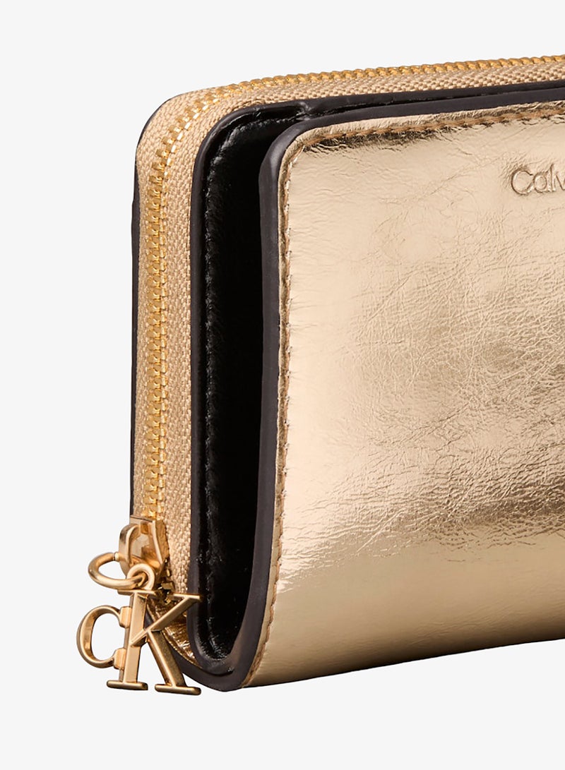 CALVIN KLEIN Metallic Monogram Zip Wallet - Image 3
